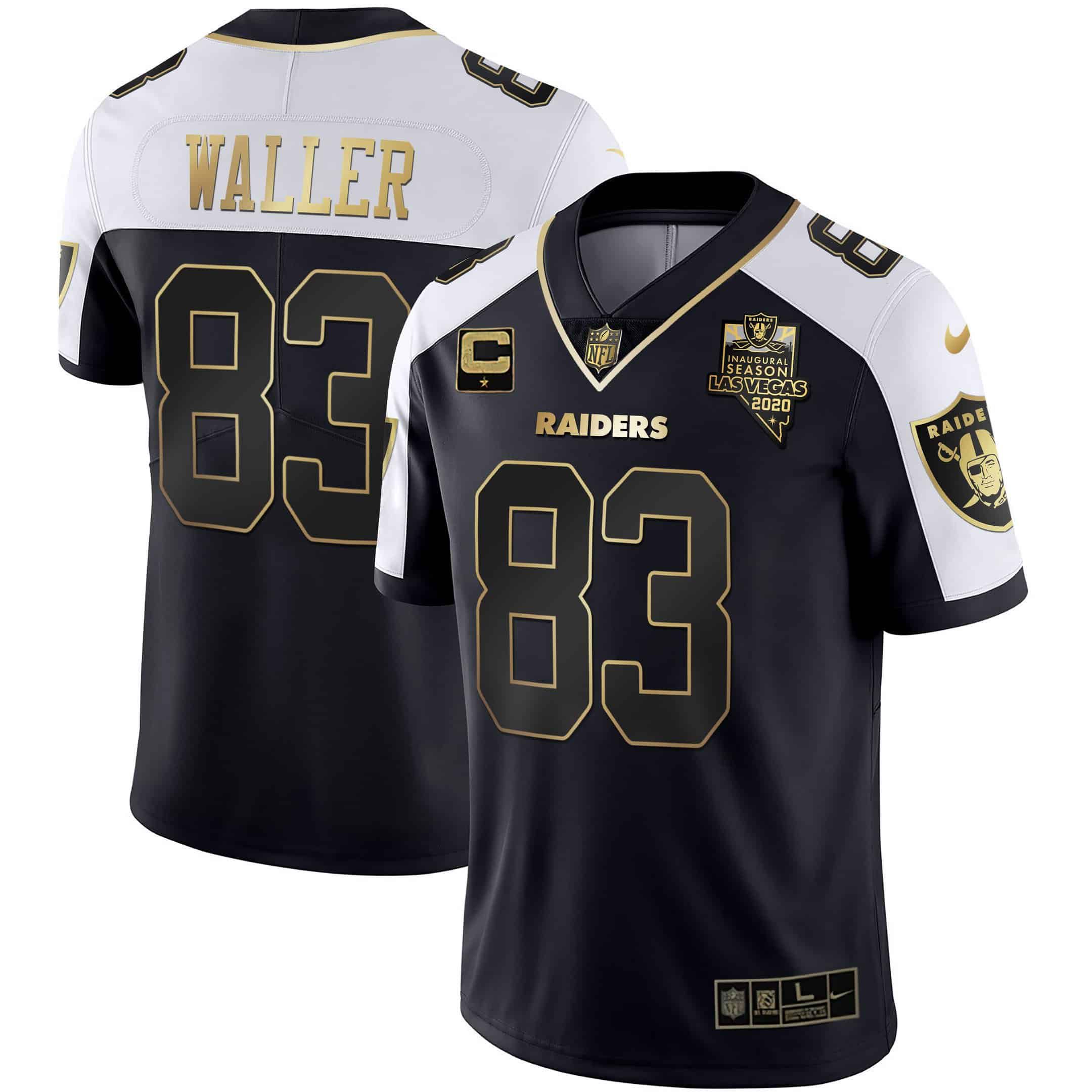 Men Oakland Raiders #83 Waller 2024 Nike Vapor Black Gold & Black Inverted Limited NFL Jersey